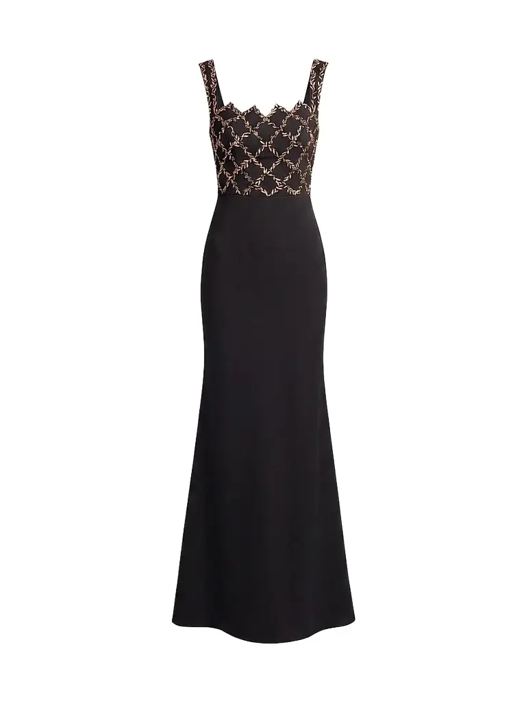 Women's Embellished Grid Bustier Gown Women's Embellished Grid Bustier Gown