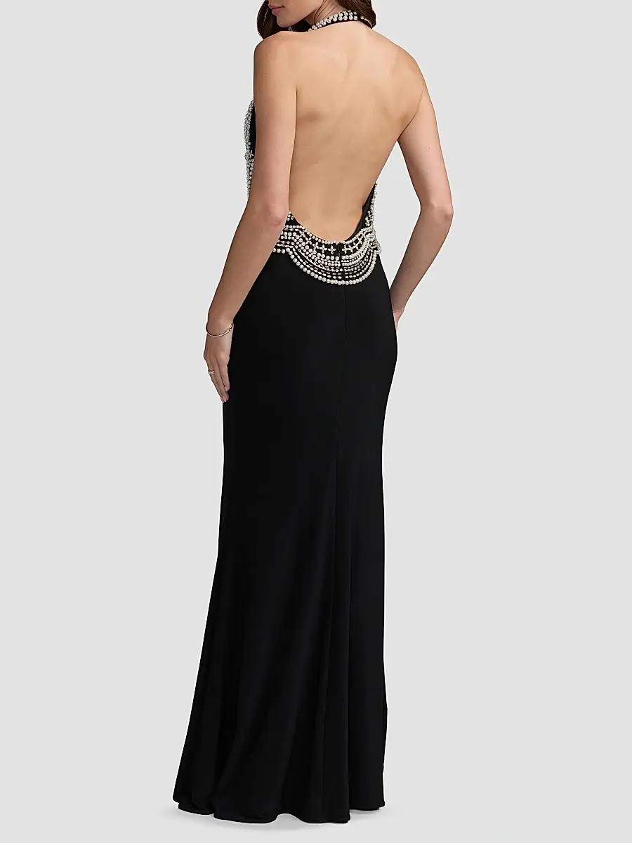 Mac Duggal Women's Beaded Jersey Halterneck Sleeveless Gown | Thumbnail 2