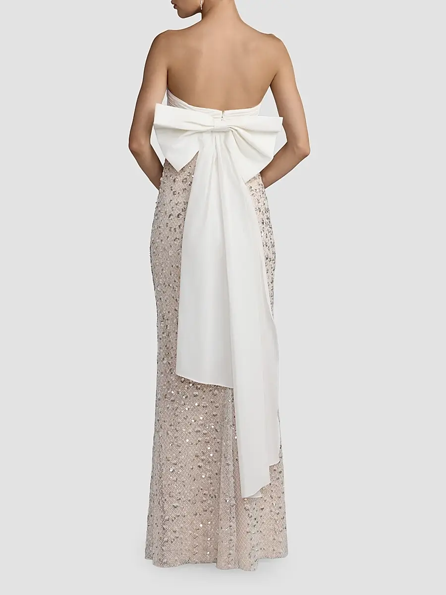 Mac Duggal Women's Embellished Strapless Bow Column Gown | Thumbnail 3 Mac Duggal Women's Embellished Strapless Bow Column Gown | Thumbnail 3