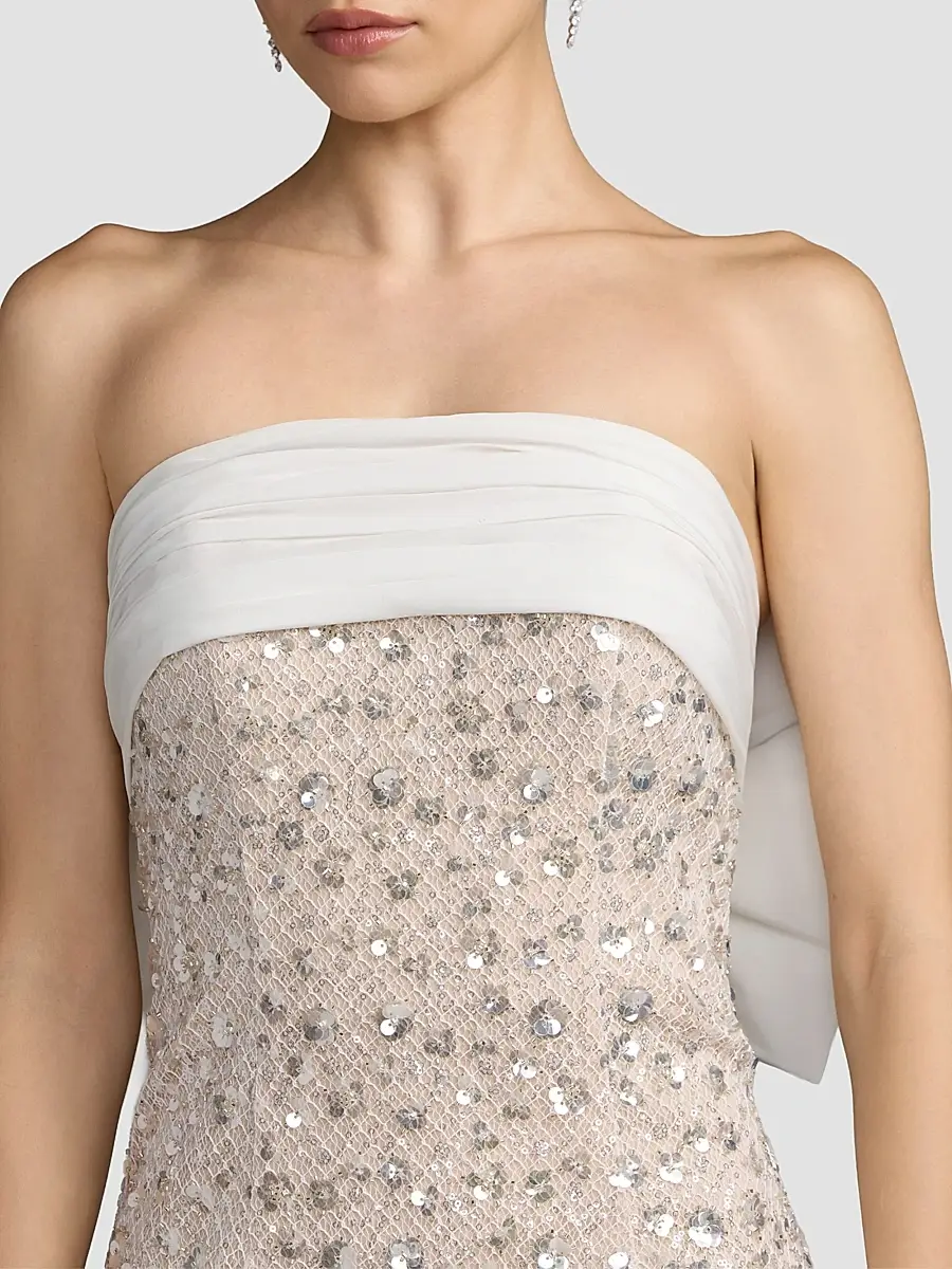 Mac Duggal Women's Embellished Strapless Bow Column Gown | Thumbnail 4 Mac Duggal Women's Embellished Strapless Bow Column Gown | Thumbnail 4