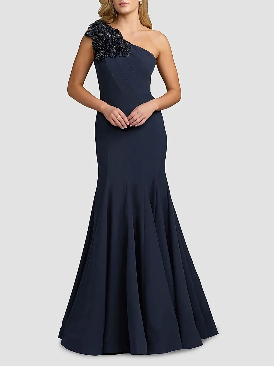 Mac Duggal Women's Seamed Crepe One-Shoulder Gown | Thumbnail 2 Mac Duggal Women's Seamed Crepe One-Shoulder Gown | Thumbnail 2