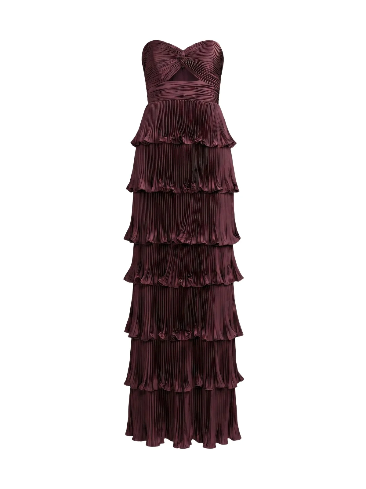 Mac Duggal Women's Ieena Pleated Charmeuse Strapless Tiered Ruffle Gown