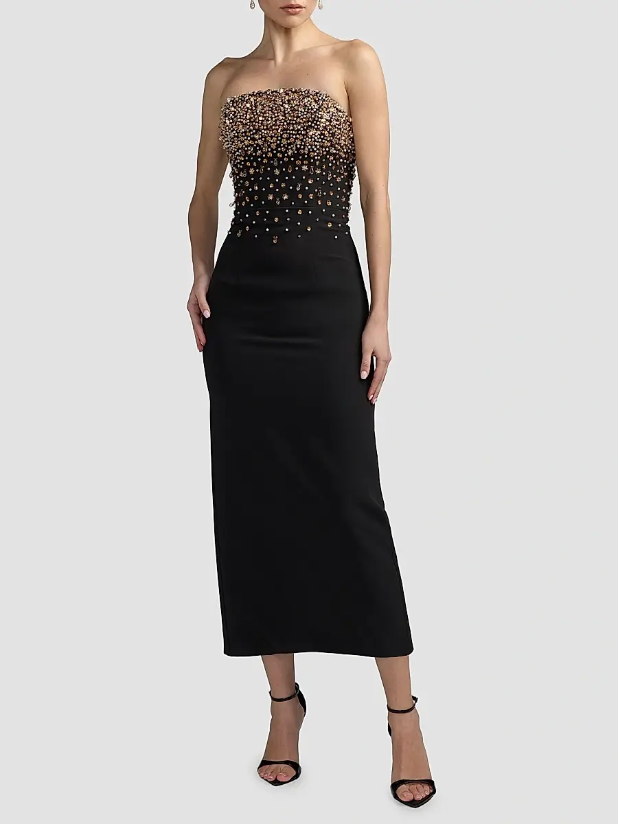 Mac Duggal Women's Embellished Crepe Strapless Midi Dress | Thumbnail 2 Mac Duggal Women's Embellished Crepe Strapless Midi Dress | Thumbnail 2