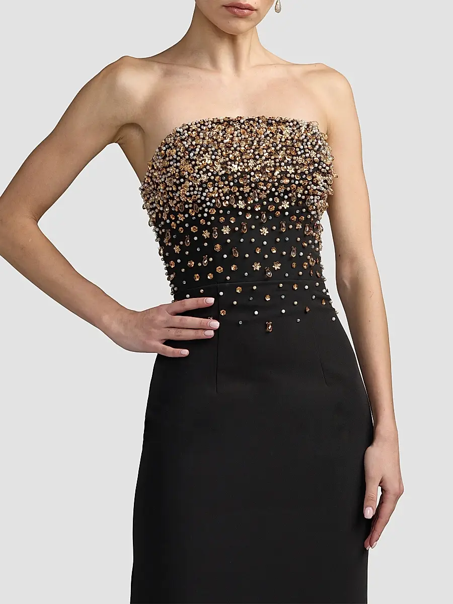 Mac Duggal Women's Embellished Crepe Strapless Midi Dress | Thumbnail 4 Mac Duggal Women's Embellished Crepe Strapless Midi Dress | Thumbnail 4