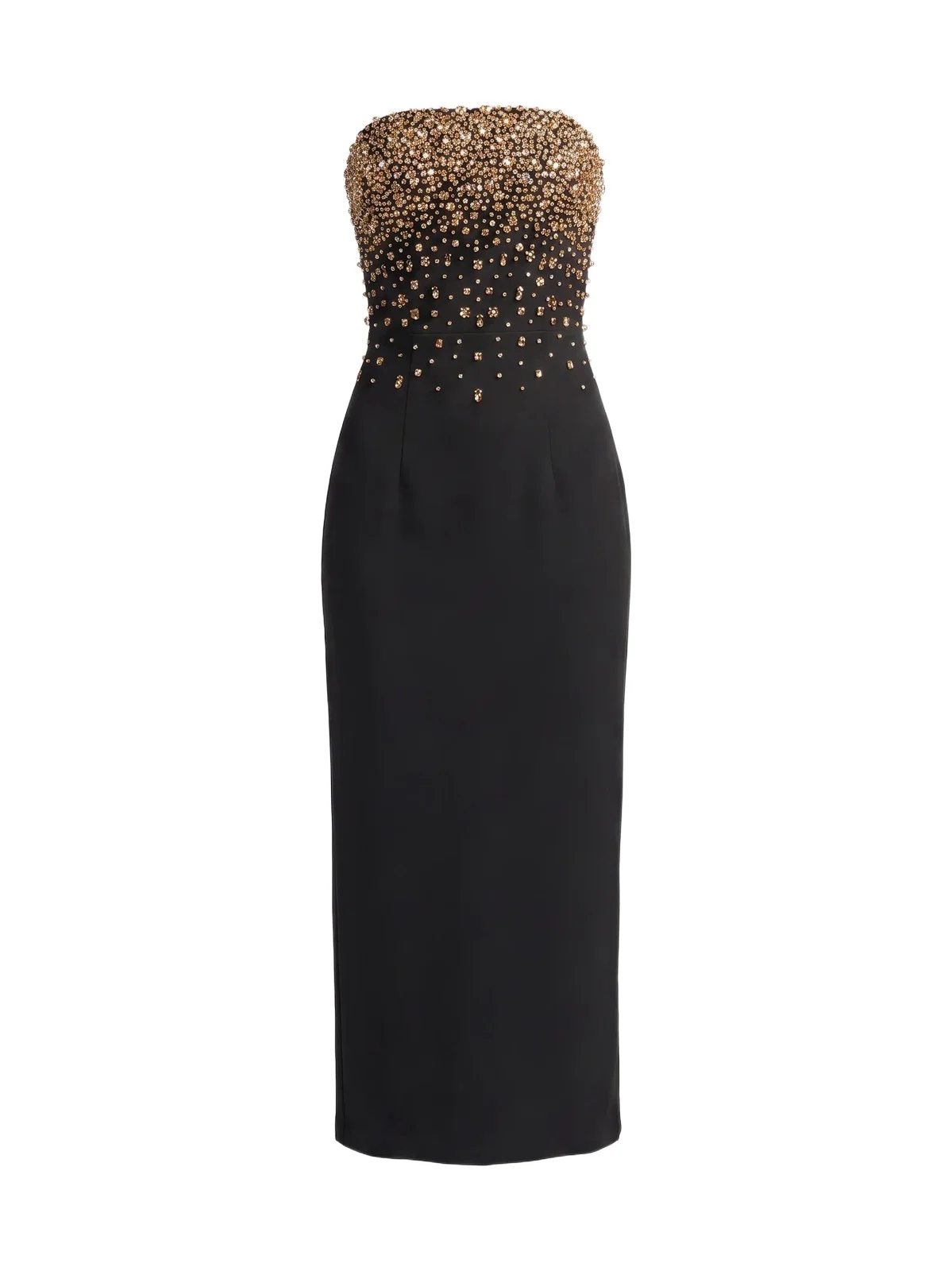 Women's Embellished Crepe Strapless Midi Dress