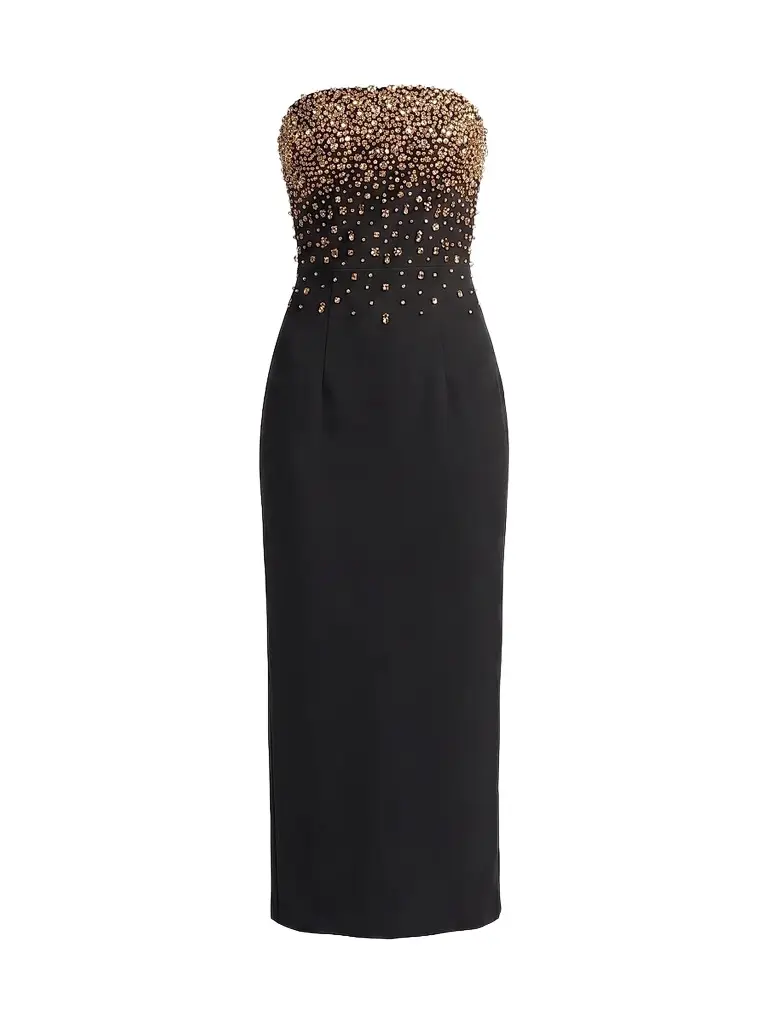 Mac Duggal Women's Embellished Crepe Strapless Midi Dress