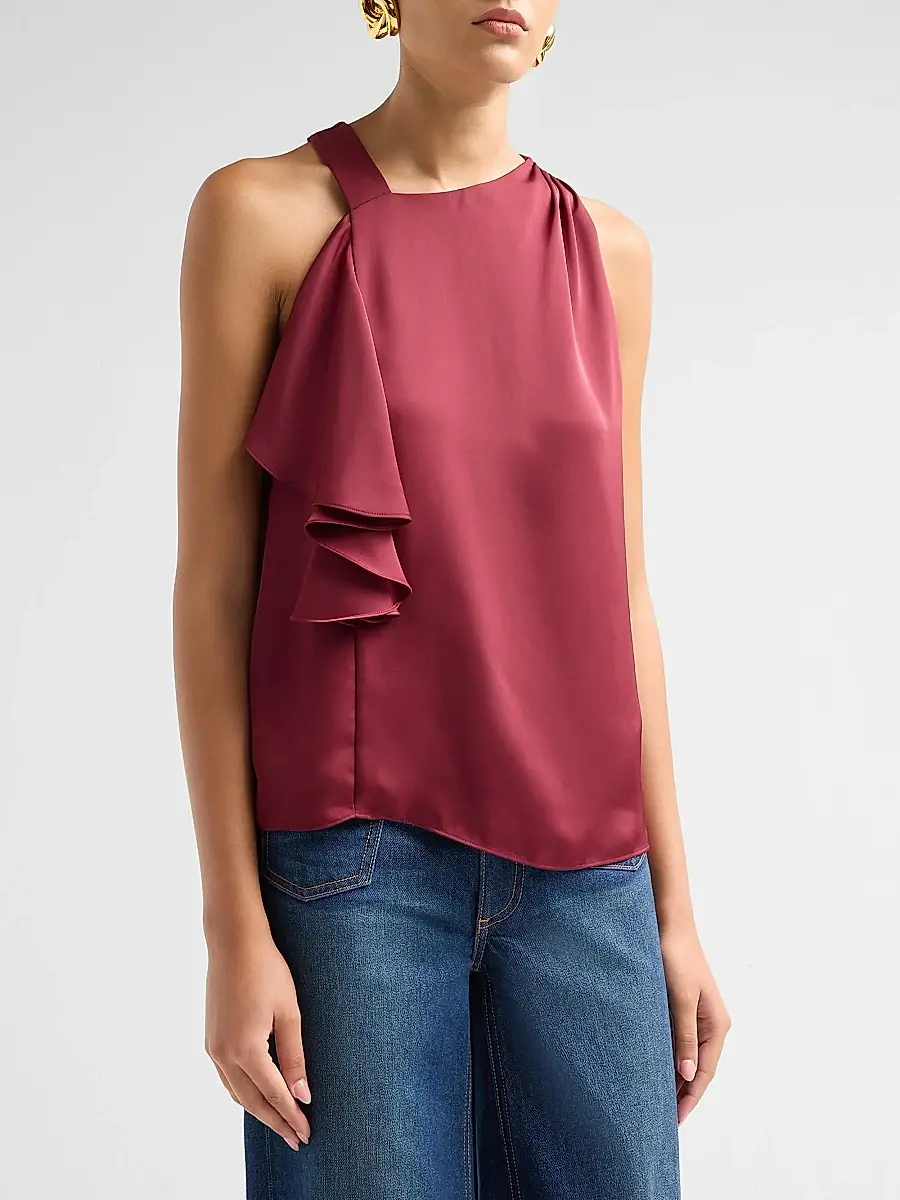 Ramy Brook Women's Danielle Draped Satin Blouse | Thumbnail 4 Ramy Brook Women's Danielle Draped Satin Blouse | Thumbnail 4