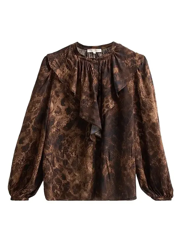 Women's Star Snakeskin-Print Satin Blouse
