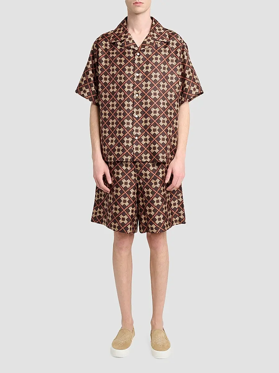 AMIRI Men's Geometric Silk Camp Shirt | Thumbnail 2