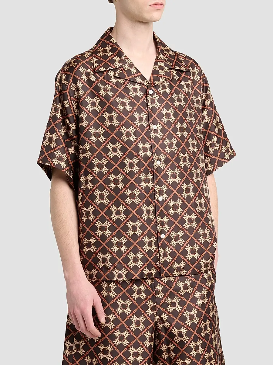 AMIRI Men's Geometric Silk Camp Shirt | Thumbnail 4