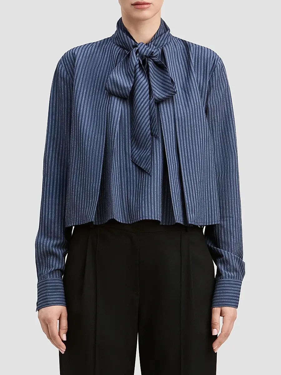 Derek Lam Women's Aiden Striped Poplin Tieneck Blouse | Thumbnail 2 Derek Lam Women's Aiden Striped Poplin Tieneck Blouse | Thumbnail 2