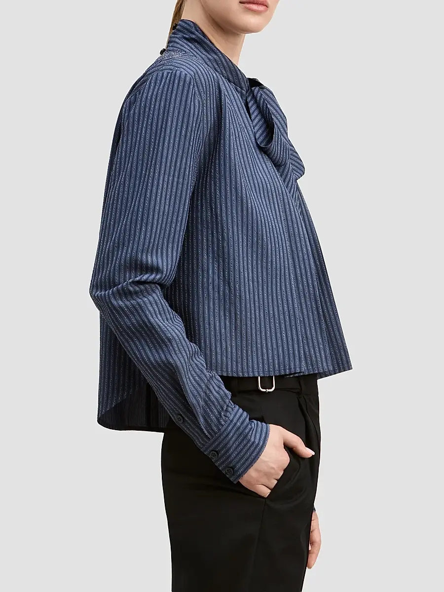Derek Lam Women's Aiden Striped Poplin Tieneck Blouse | Thumbnail 3 Derek Lam Women's Aiden Striped Poplin Tieneck Blouse | Thumbnail 3