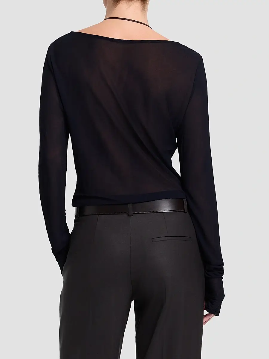 TWP Women's Semi-Sheer Jersey Crewneck Long-Sleeve Top | Thumbnail 3 TWP Women's Semi-Sheer Jersey Crewneck Long-Sleeve Top | Thumbnail 3