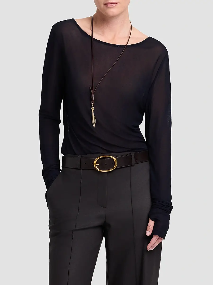 TWP Women's Semi-Sheer Jersey Crewneck Long-Sleeve Top | Thumbnail 4 TWP Women's Semi-Sheer Jersey Crewneck Long-Sleeve Top | Thumbnail 4