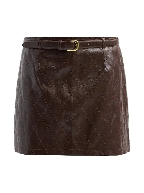 Women's Eliza Belted Faux-Leather Mini Skirt