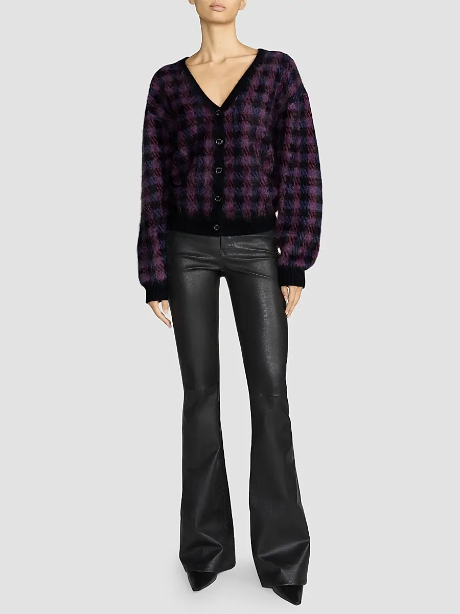 Frame Women's Brushed Houndstooth Wool-Cashmere Cardigan | Thumbnail 2 Frame Women's Brushed Houndstooth Wool-Cashmere Cardigan | Thumbnail 2