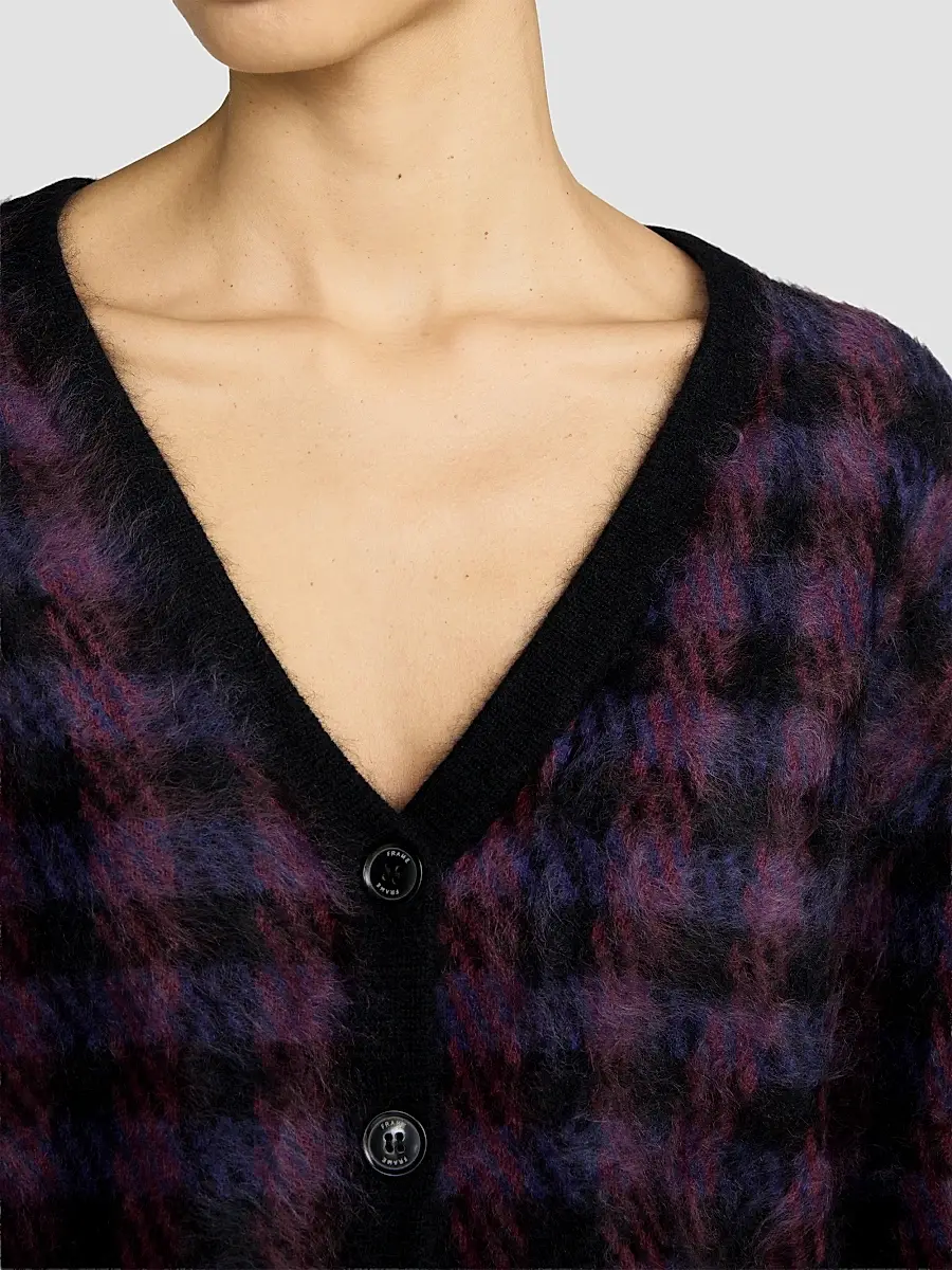 Frame Women's Brushed Houndstooth Wool-Cashmere Cardigan | Thumbnail 5 Frame Women's Brushed Houndstooth Wool-Cashmere Cardigan | Thumbnail 5