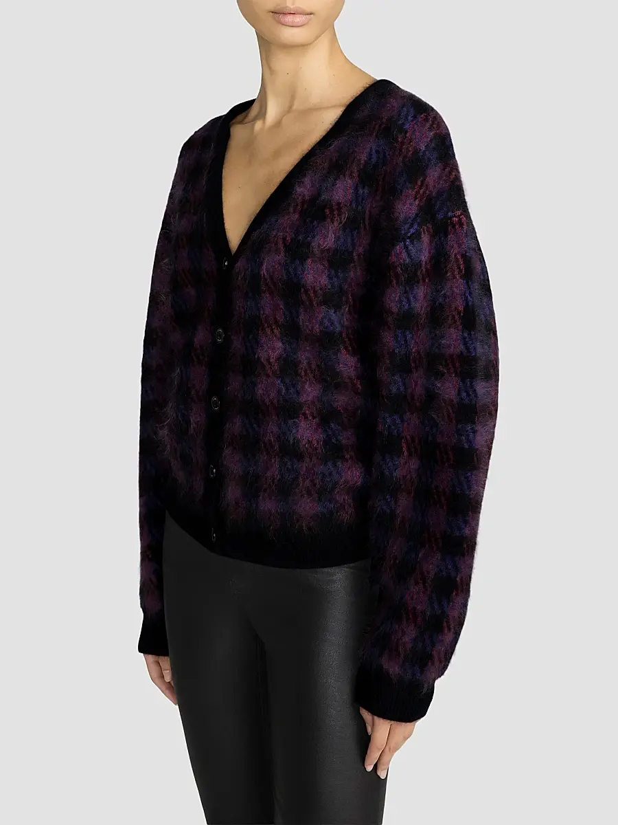 Frame Women's Brushed Houndstooth Wool-Cashmere Cardigan | Thumbnail 6 Frame Women's Brushed Houndstooth Wool-Cashmere Cardigan | Thumbnail 6
