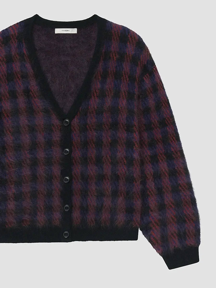 Frame Women's Brushed Houndstooth Wool-Cashmere Cardigan | Thumbnail 7 Frame Women's Brushed Houndstooth Wool-Cashmere Cardigan | Thumbnail 7