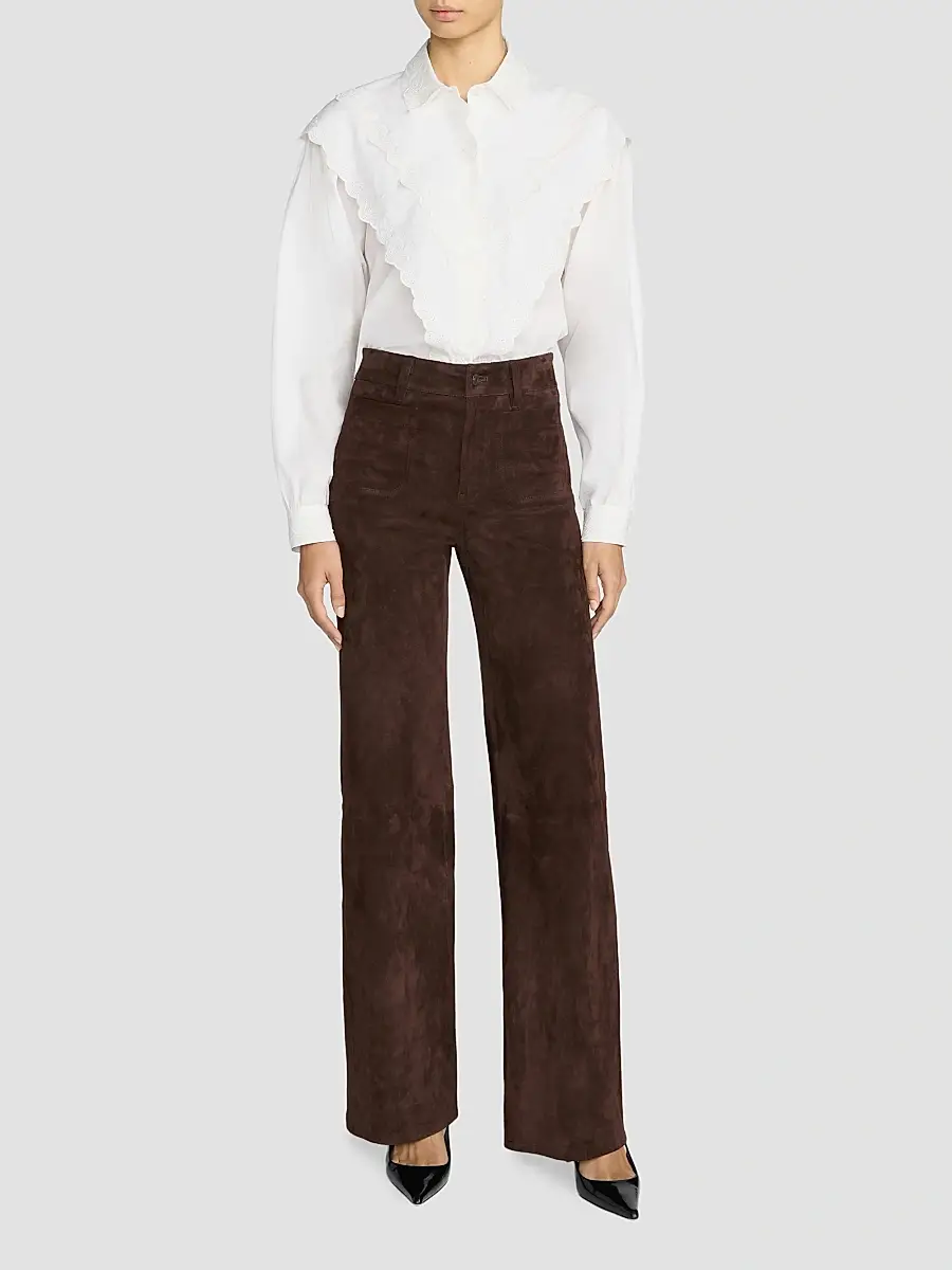 Frame Women's Suede Slim Wide-Leg Pants | Thumbnail 2 Frame Women's Suede Slim Wide-Leg Pants | Thumbnail 2