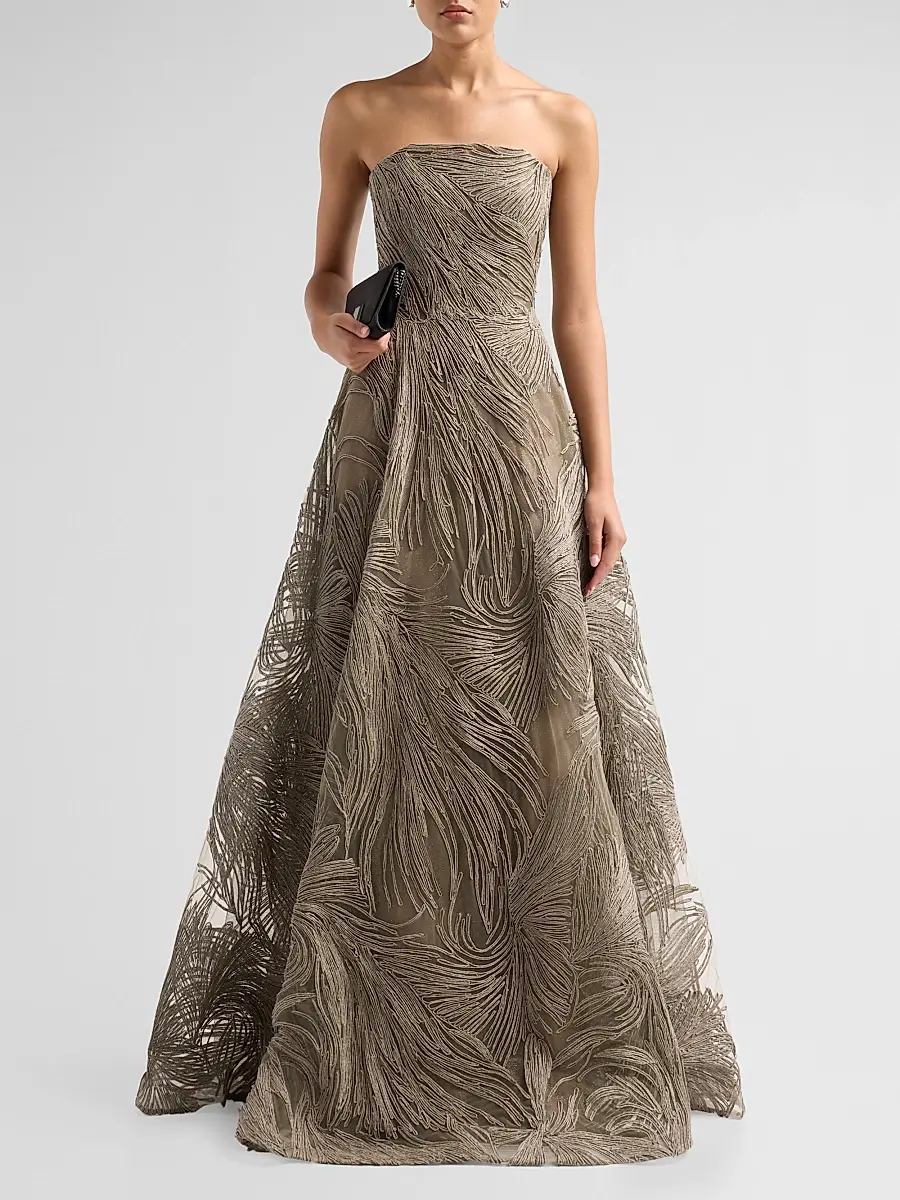 Naeem Khan Women's Raffia Strapless Gown | Thumbnail 2 Naeem Khan Women's Raffia Strapless Gown | Thumbnail 2