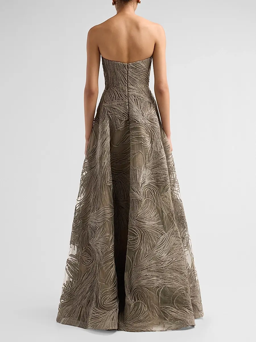 Naeem Khan Women's Raffia Strapless Gown | Thumbnail 3 Naeem Khan Women's Raffia Strapless Gown | Thumbnail 3