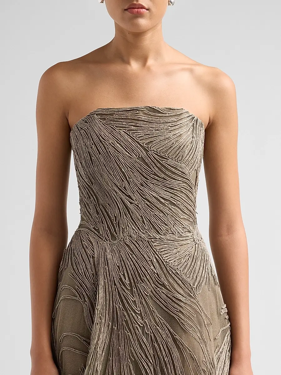 Naeem Khan Women's Raffia Strapless Gown | Thumbnail 5 Naeem Khan Women's Raffia Strapless Gown | Thumbnail 5