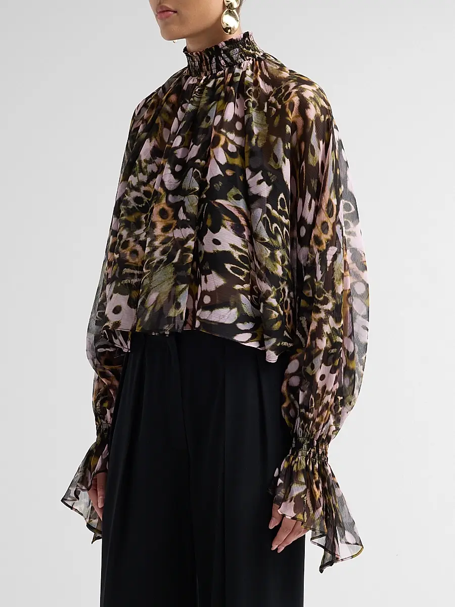 Amur Women's Kellen Printed Chiffon Top | Thumbnail 4 Amur Women's Kellen Printed Chiffon Top | Thumbnail 4