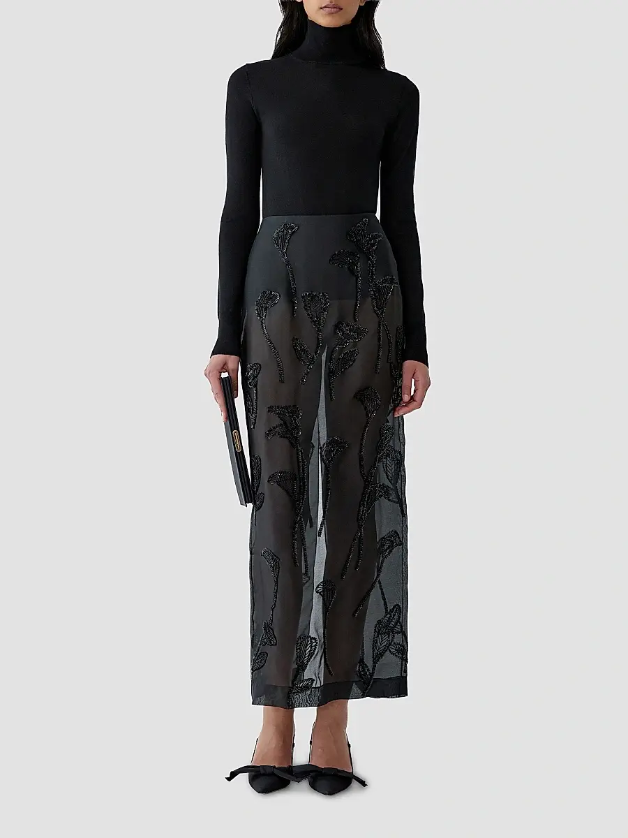 Carolina Herrera Women's Embellished Floral Silk Chiffon Pencil Skirt | Thumbnail 2 Carolina Herrera Women's Embellished Floral Silk Chiffon Pencil Skirt | Thumbnail 2