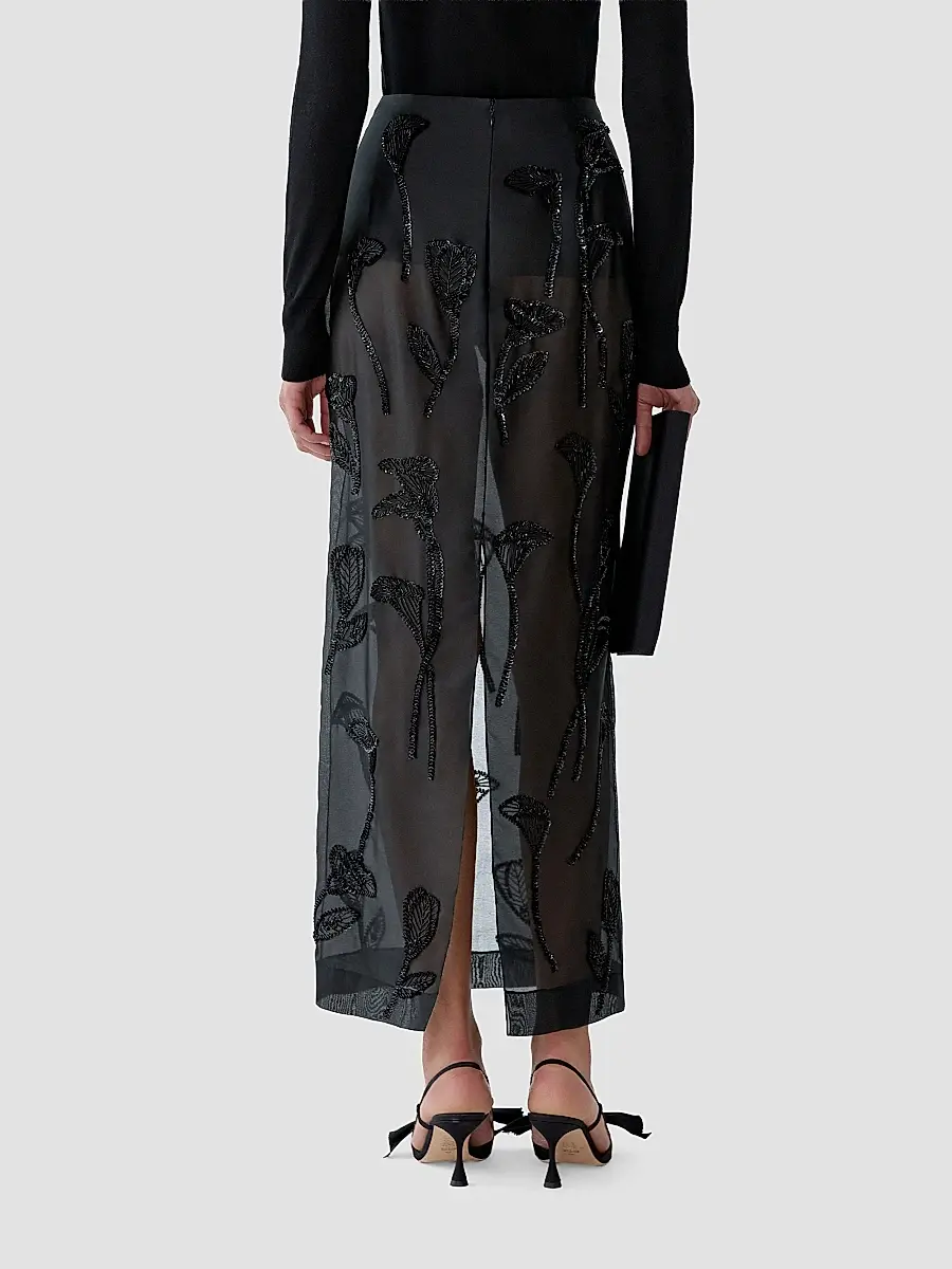 Carolina Herrera Women's Embellished Floral Silk Chiffon Pencil Skirt | Thumbnail 3 Carolina Herrera Women's Embellished Floral Silk Chiffon Pencil Skirt | Thumbnail 3