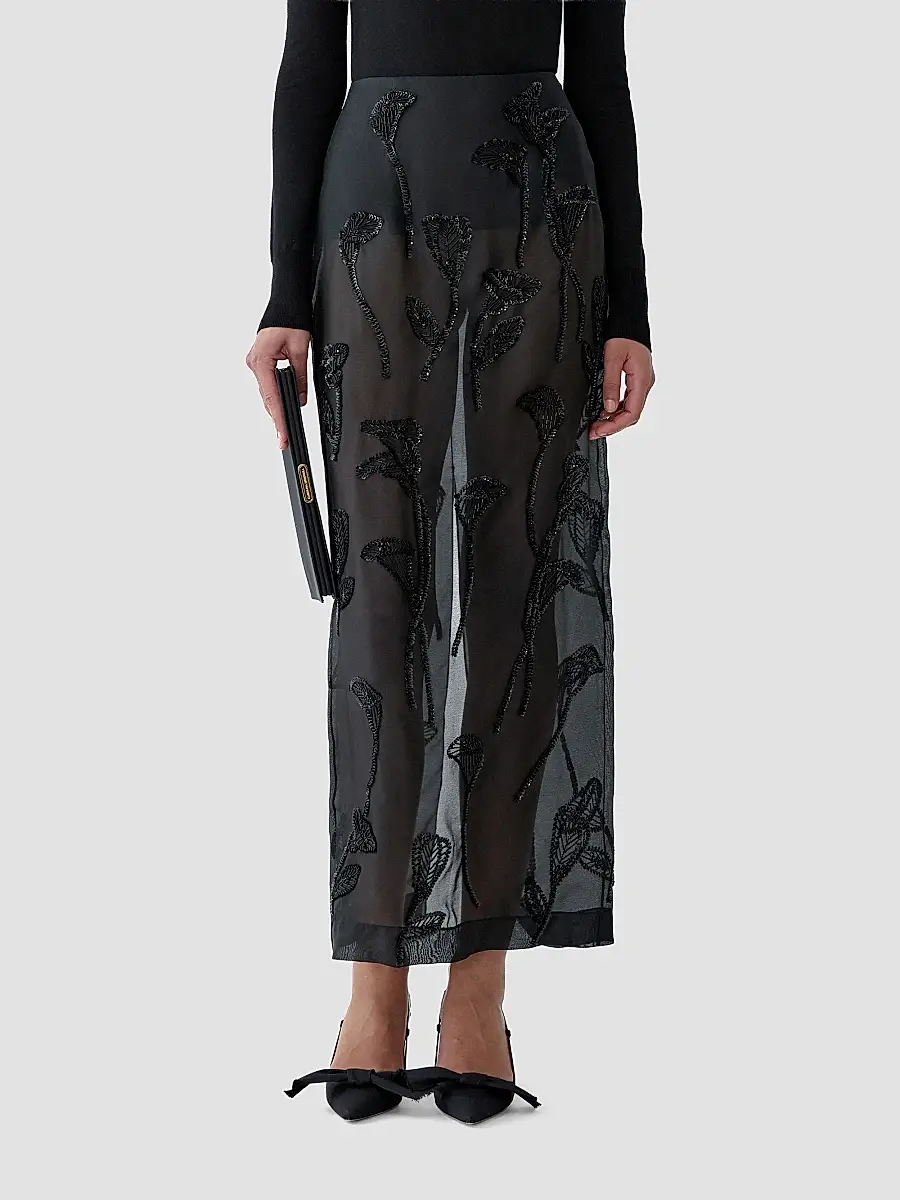 Carolina Herrera Women's Embellished Floral Silk Chiffon Pencil Skirt | Thumbnail 4 Carolina Herrera Women's Embellished Floral Silk Chiffon Pencil Skirt | Thumbnail 4