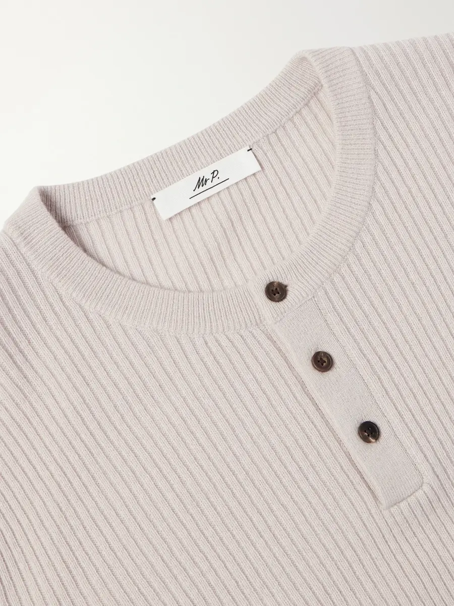 MR P. Ribbed Wool and Cashmere Henley Sweater - Men | Thumbnail 6 MR P. Ribbed Wool and Cashmere Henley Sweater - Men | Thumbnail 6