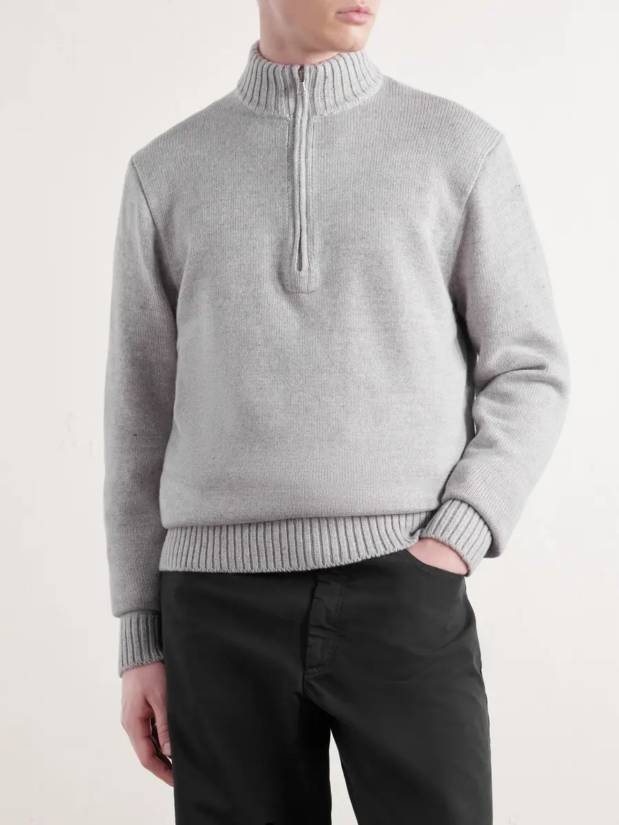 Inis Meáin Wool and Linen-Blend Half-Zip Sweater - Men | Thumbnail 3