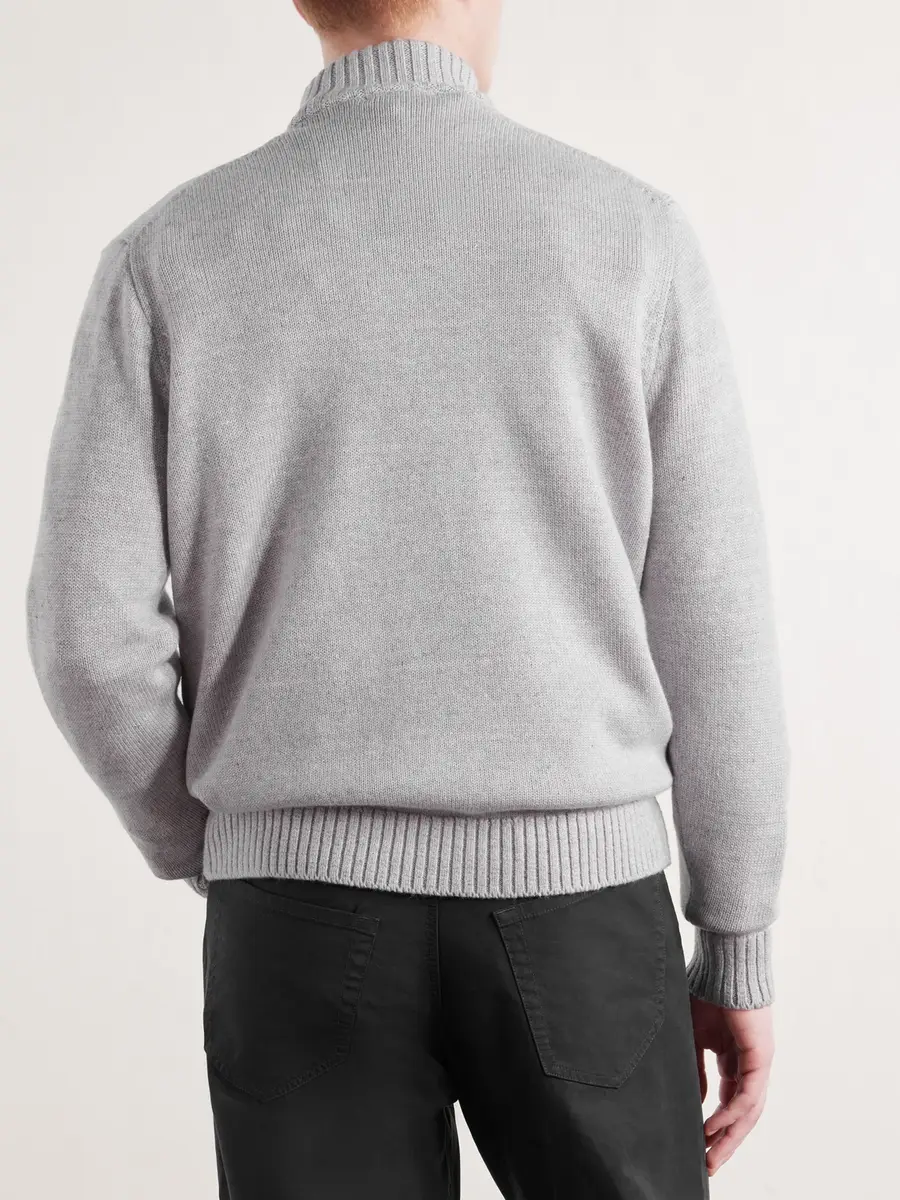 Inis Meáin Wool and Linen-Blend Half-Zip Sweater - Men | Thumbnail 4