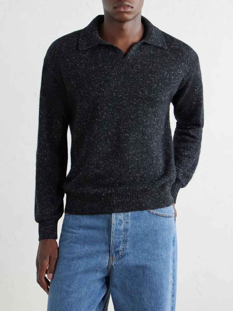 Auralee Cashmere Polo Sweater - Men | Thumbnail 3 Auralee Cashmere Polo Sweater - Men | Thumbnail 3