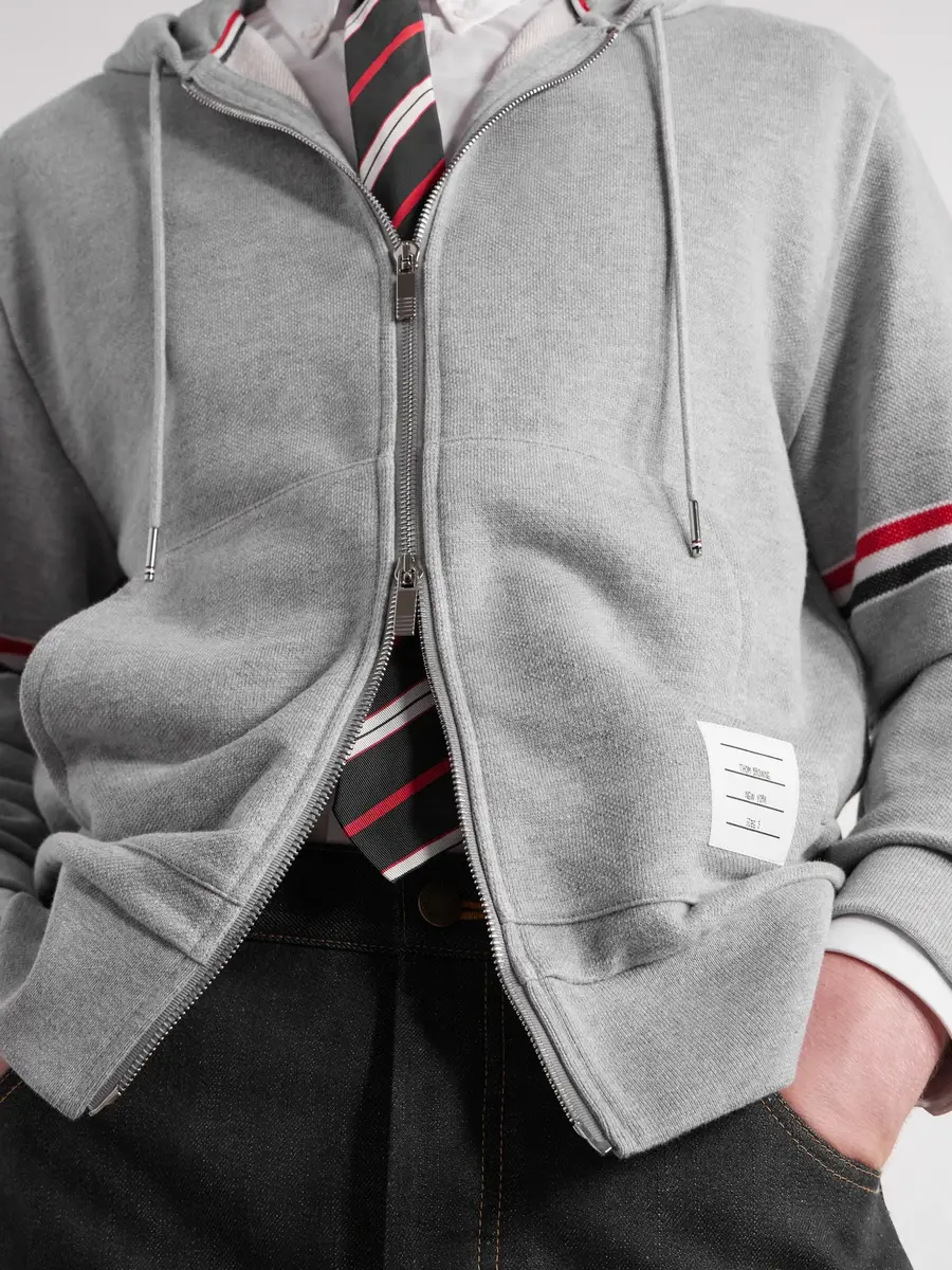 Thom Browne Cotton-Piqué Zip-Up Hoodie - Men | Thumbnail 5 Thom Browne Cotton-Piqué Zip-Up Hoodie - Men | Thumbnail 5
