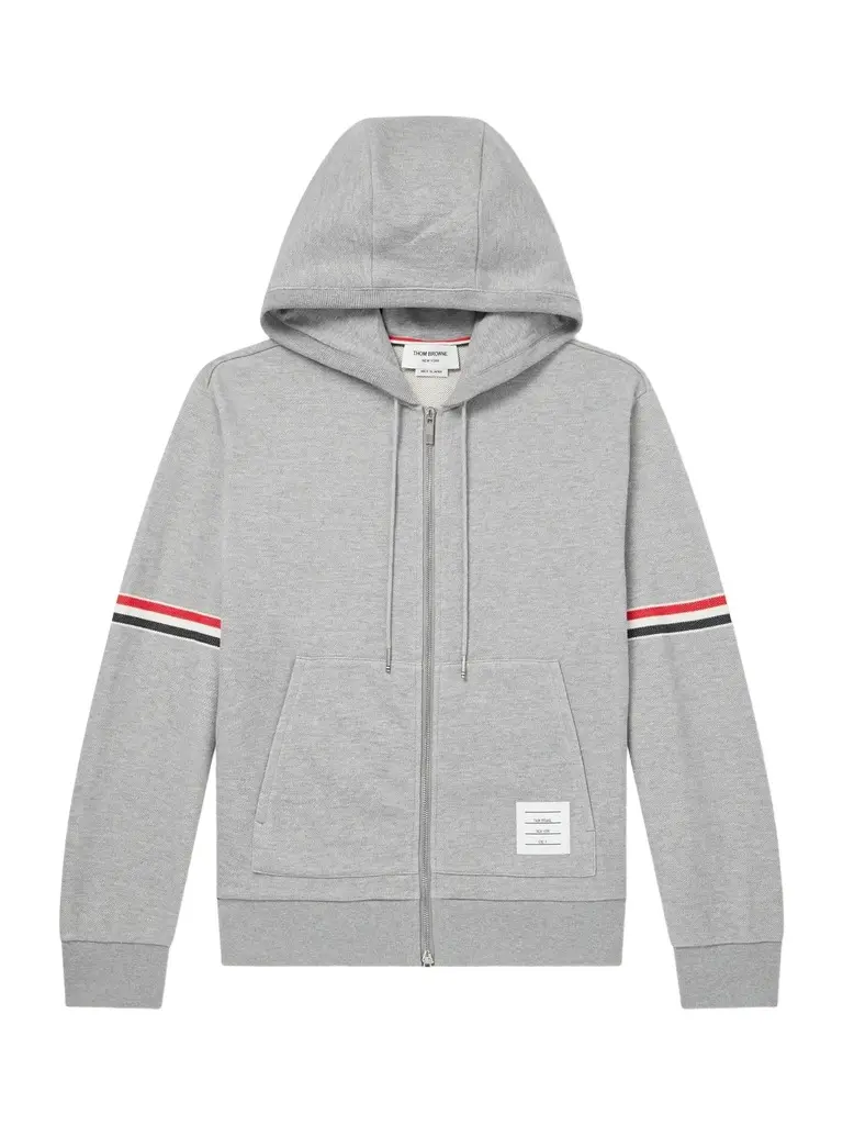 Thom Browne Cotton-Piqué Zip-Up Hoodie - Men | Image 1 Thom Browne Cotton-Piqué Zip-Up Hoodie - Men | Image 1