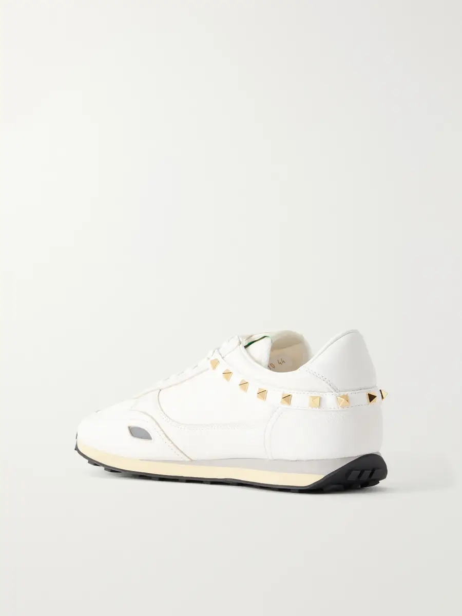Valentino Garavani Stud Up Embellished Leather-Trimmed Sneakers - Men | Thumbnail 4