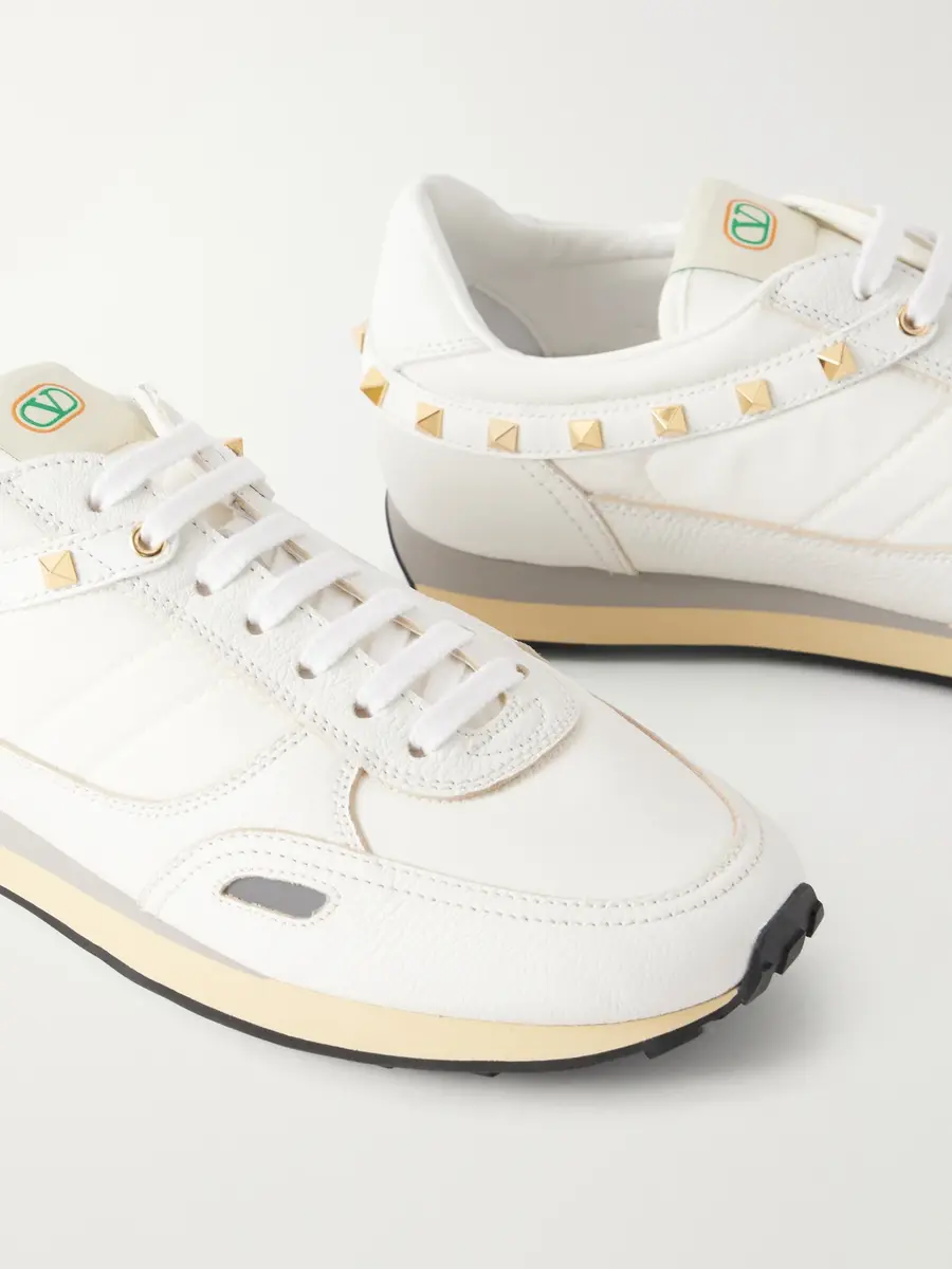Valentino Garavani Stud Up Embellished Leather-Trimmed Sneakers - Men | Thumbnail 5