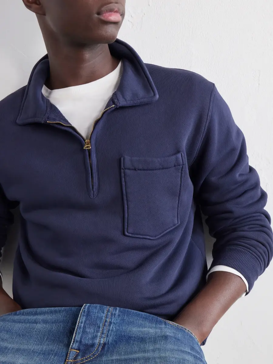 Fortela Yale Cotton-Jersey Half-Zip Polo Sweatshirt - Men | Thumbnail 5