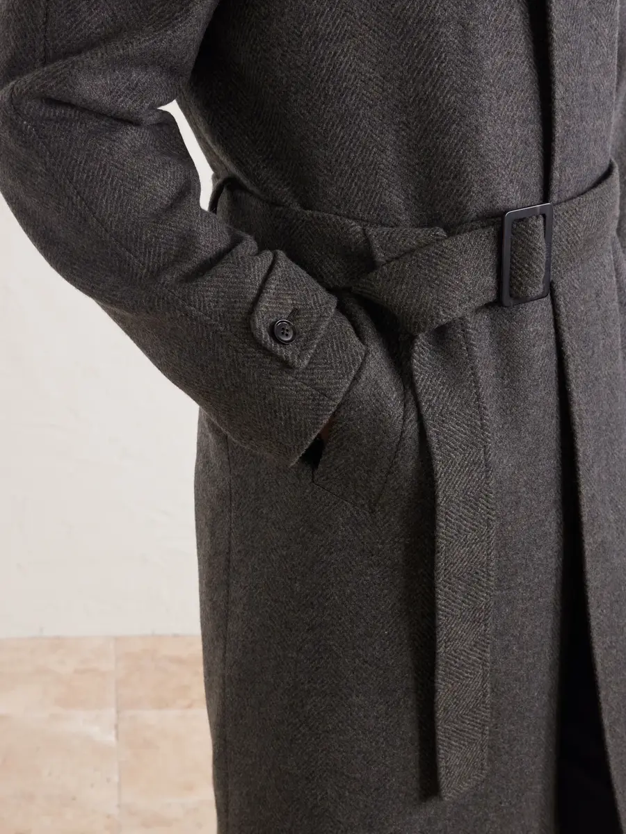 Zegna Oasi Belted Herringbone Cashmere Trench Coat - Men | Thumbnail 6 Zegna Oasi Belted Herringbone Cashmere Trench Coat - Men | Thumbnail 6