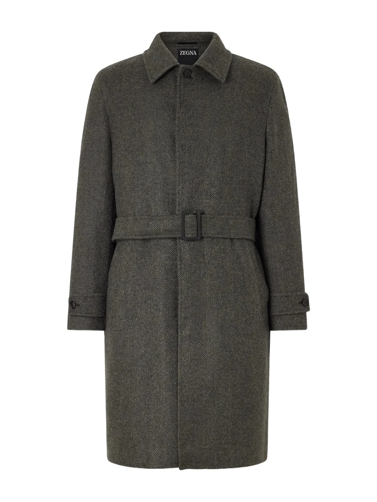 Zegna Oasi Belted Herringbone Cashmere Trench Coat - Men
