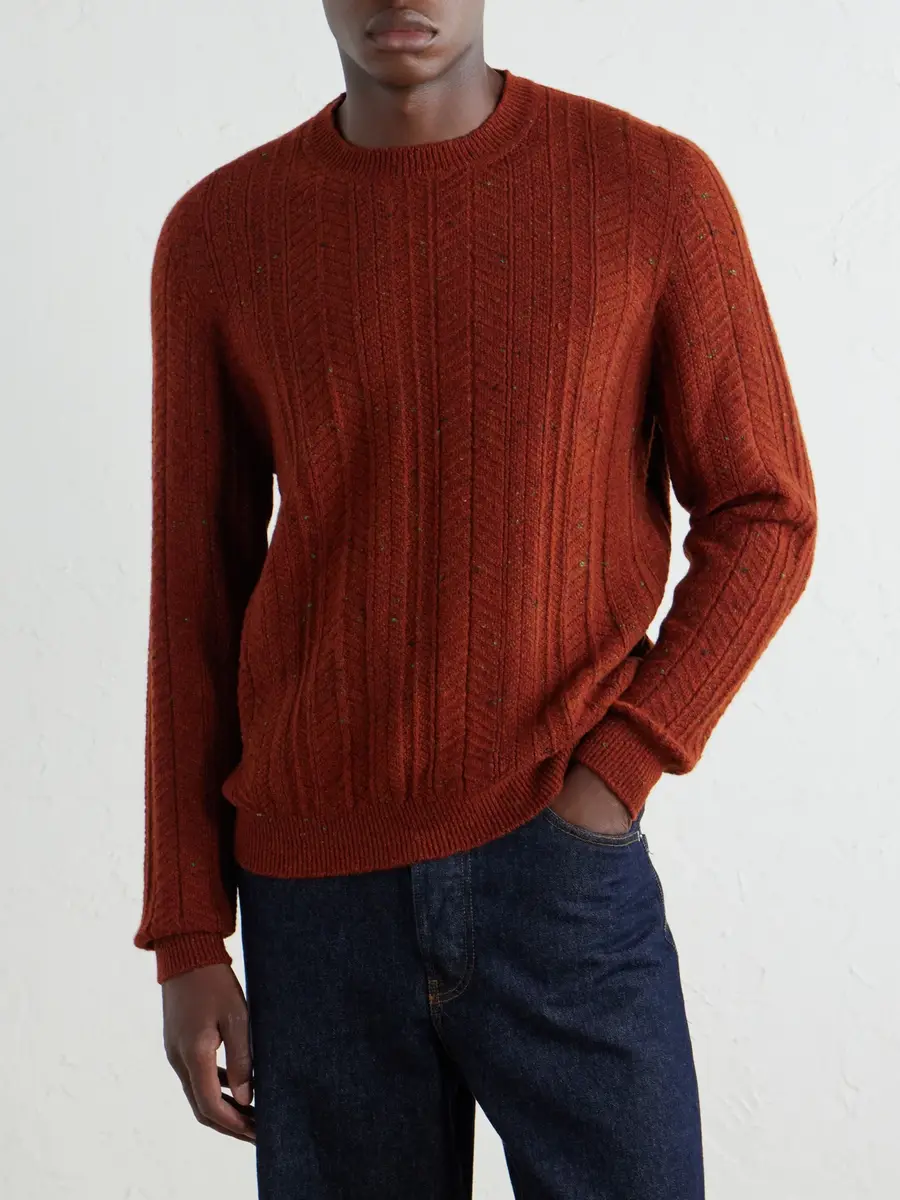 Inis Meáin Herringbone Merino Wool and Cashmere-Blend Sweater - Men | Thumbnail 3 Inis Meáin Herringbone Merino Wool and Cashmere-Blend Sweater - Men | Thumbnail 3
