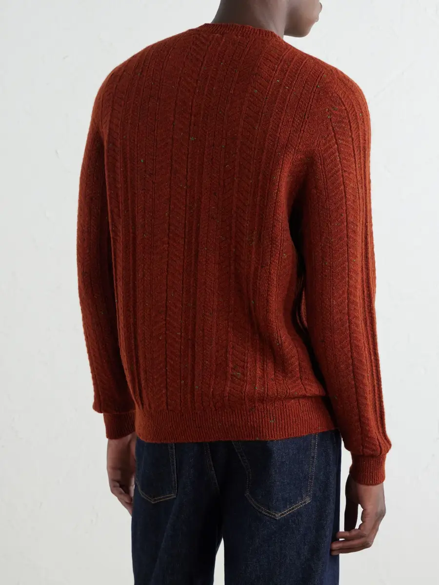 Inis Meáin Herringbone Merino Wool and Cashmere-Blend Sweater - Men | Thumbnail 4 Inis Meáin Herringbone Merino Wool and Cashmere-Blend Sweater - Men | Thumbnail 4