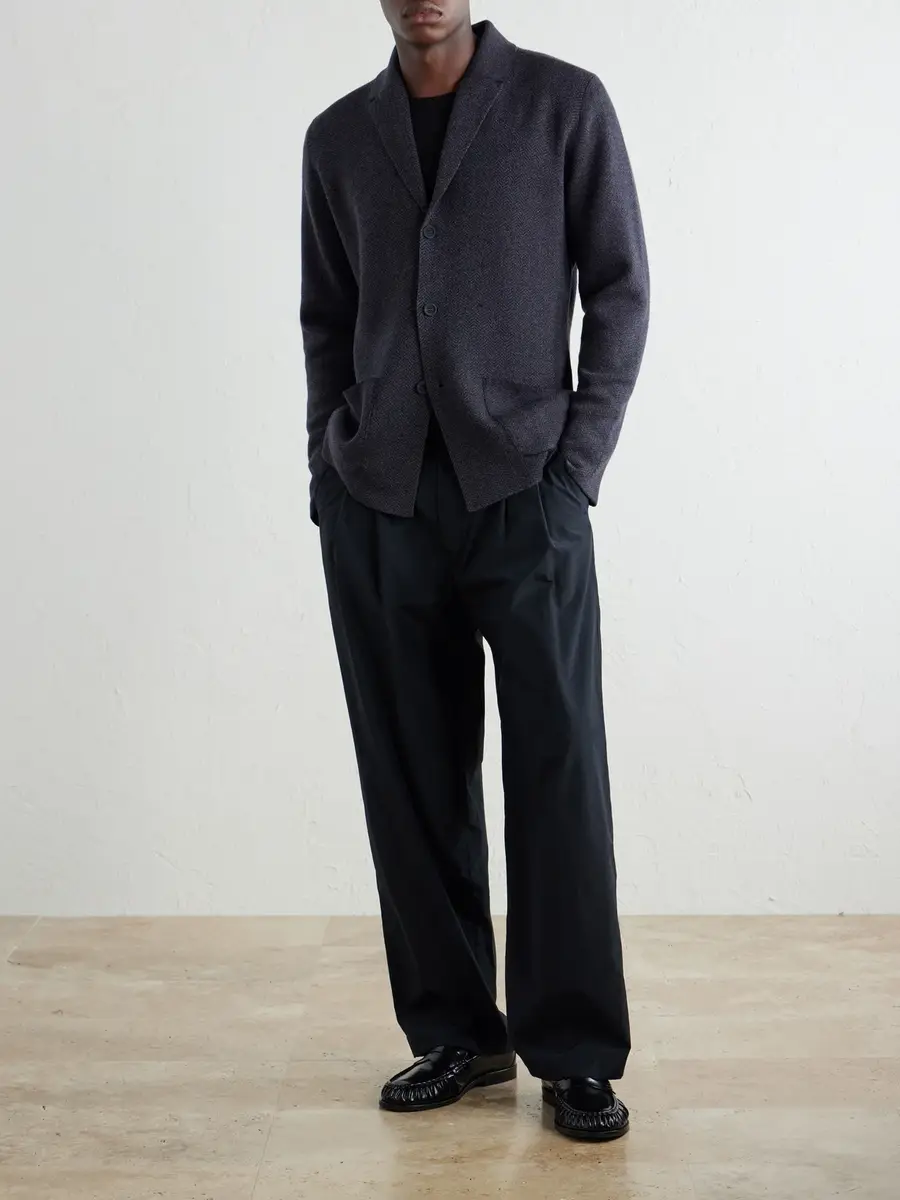 Inis Meáin Herringbone Merino Wool Cardigan - Men | Thumbnail 2 Inis Meáin Herringbone Merino Wool Cardigan - Men | Thumbnail 2