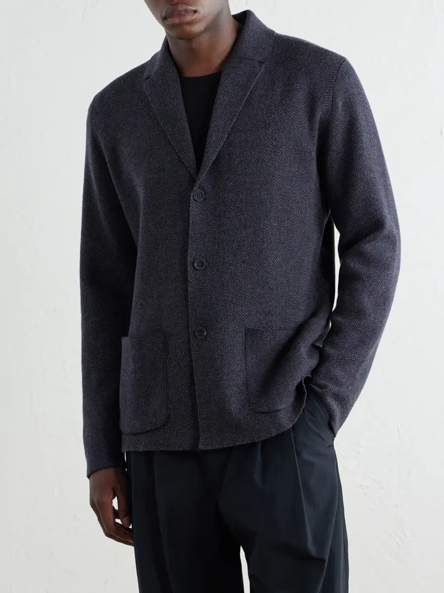 Inis Meáin Herringbone Merino Wool Cardigan - Men | Thumbnail 3 Inis Meáin Herringbone Merino Wool Cardigan - Men | Thumbnail 3