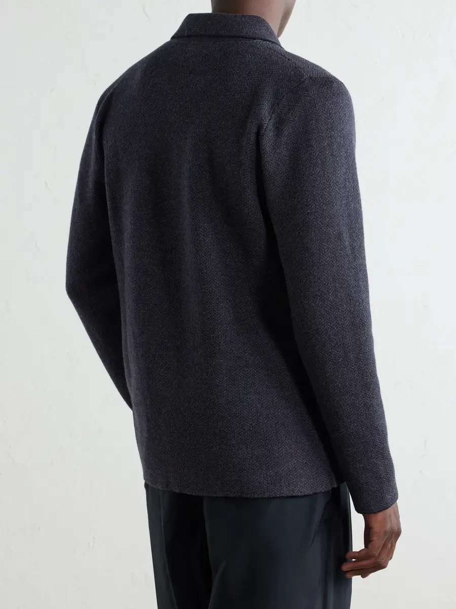 Inis Meáin Herringbone Merino Wool Cardigan - Men | Thumbnail 4 Inis Meáin Herringbone Merino Wool Cardigan - Men | Thumbnail 4