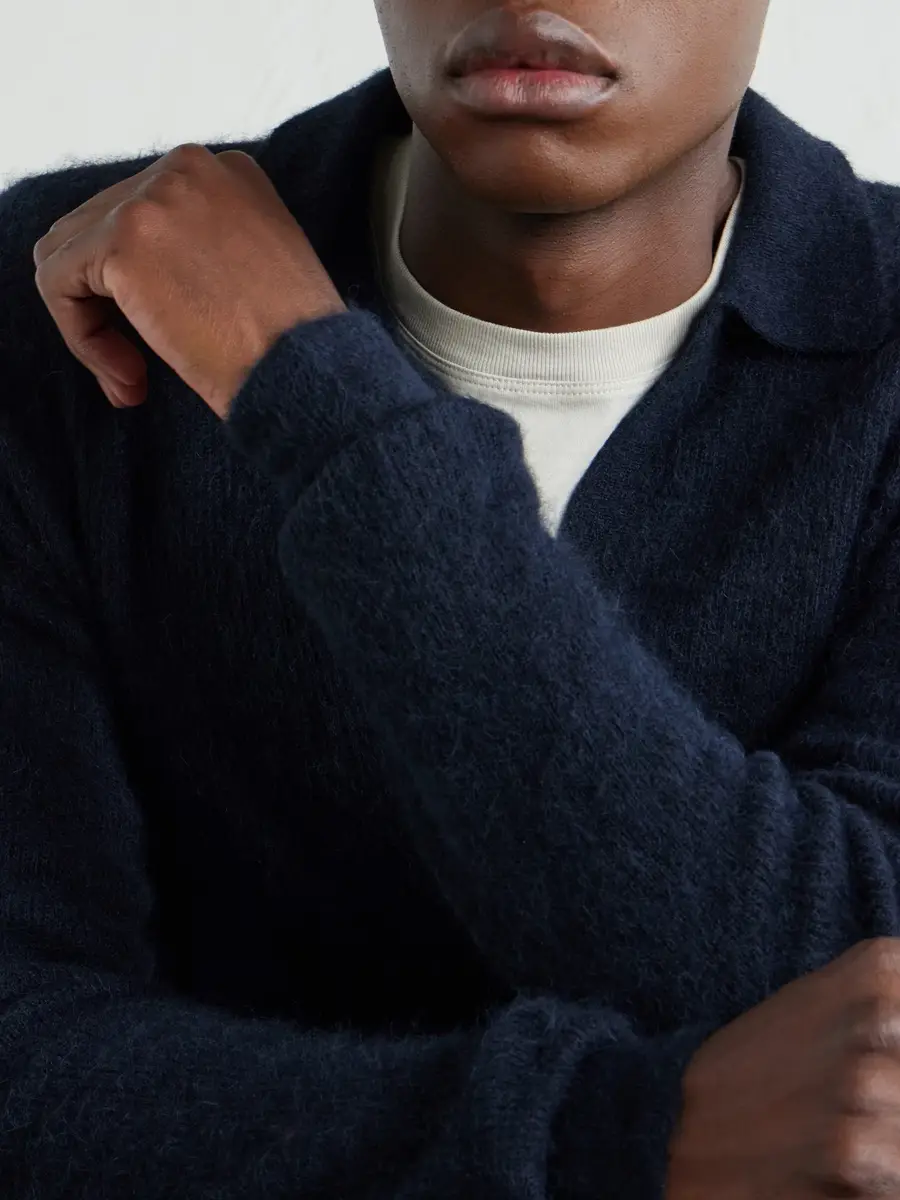 Auralee Alpaca-Blend Polo Sweater - Men | Thumbnail 5 Auralee Alpaca-Blend Polo Sweater - Men | Thumbnail 5