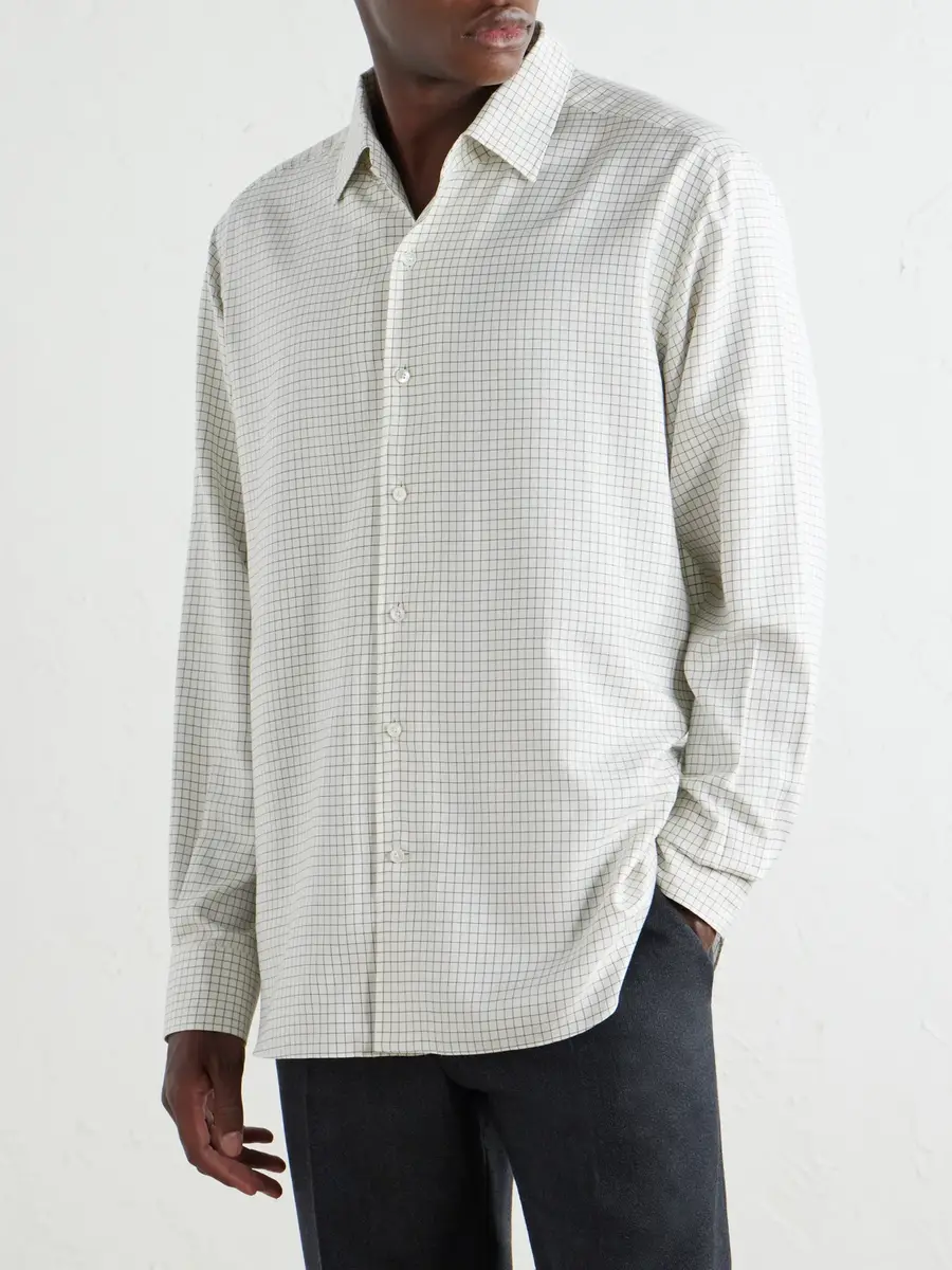 Zegna Checked Silk-Twill Shirt - Men | Thumbnail 3 Zegna Checked Silk-Twill Shirt - Men | Thumbnail 3