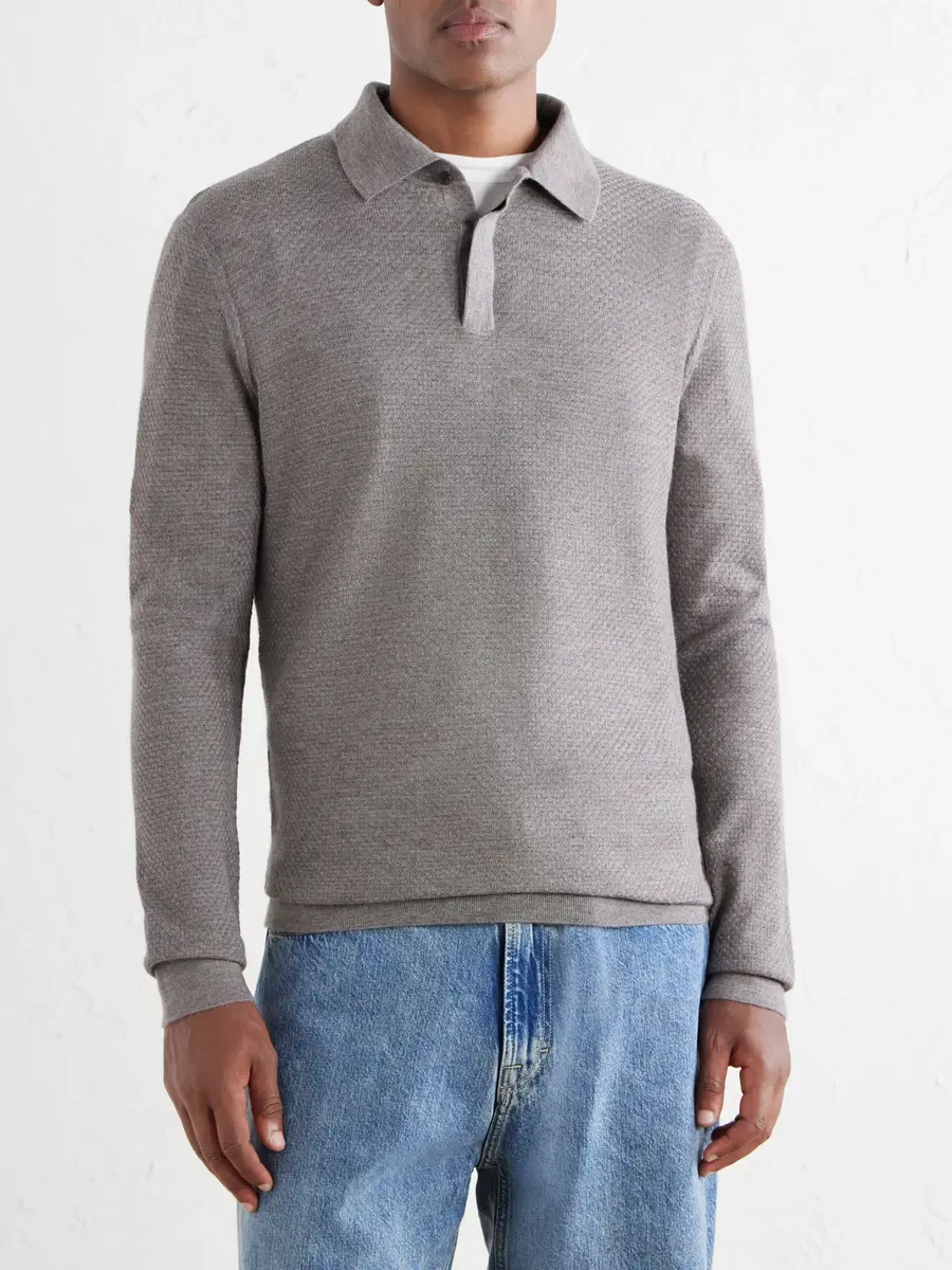 MR P. Cashmere and Silk-Blend Polo Sweater - Men | Thumbnail 3 MR P. Cashmere and Silk-Blend Polo Sweater - Men | Thumbnail 3